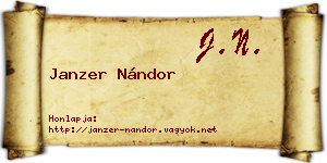 Janzer Nándor névjegykártya