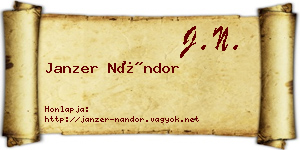 Janzer Nándor névjegykártya